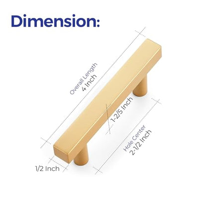 Ravinte Champagne Gold Handles Square Cabinet Hardware 2-1/2 Inch 10 Pack - size: 2-1/2" Hole Center