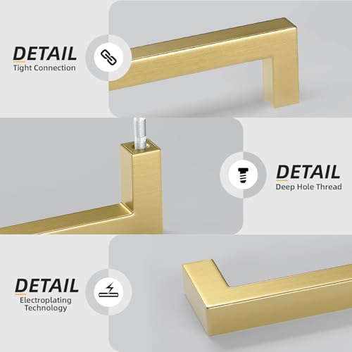 Goldenwarm 25 Pack 3 Inch Gold Cabinet Handles Brushed Gold Cabinet Pulls - color: Gold, size: 3in Hole Centers
