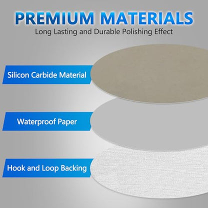 VIBRATITE 3000 Grit 5 Inch Hook & Loop Sanding Discs, 70PCS - size: 5 Inch (3000 Grit)