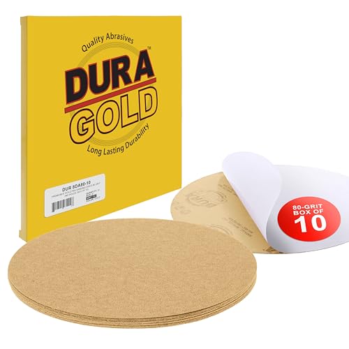 Dura-Gold 8" Gold PSA Sanding Discs, 80 Grit (Box of 10) - Self Adhesive - size: 80-Grit