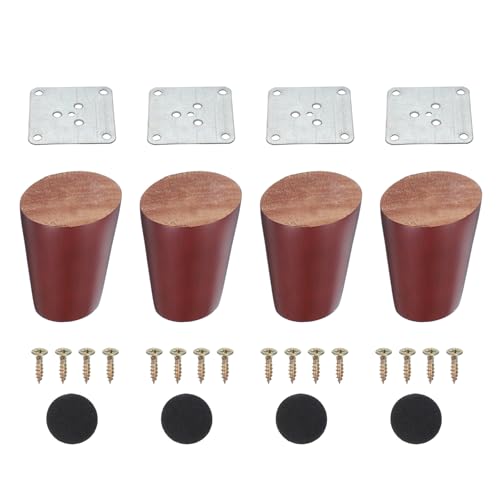 PATIKIL Wood Furniture Legs, 4Pcs 2.4" Tapered Replacement Sofa Leg for Chair Couch Bed Coffee Table Dresser, Red Walnut - color: Red Walnut, size: 2.4"