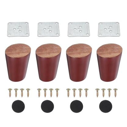 PATIKIL Wood Furniture Legs, 4Pcs 2.4" Tapered Replacement Sofa Leg for Chair Couch Bed Coffee Table Dresser, Red Walnut - color: Red Walnut, size: 2.4"
