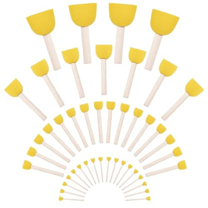 45 PCS Round Sponge Brush Set for Painting - 4 Sizes Wooden Handle Sponge Brushes, Circle Art Sponges Brushes Paint Sponges,Face Paint Sponging Brush for Acrylic, Face & Craft Painting and Kids Arts