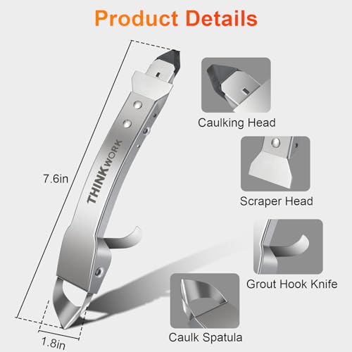 4 in 1 Silicone Caulking Tool Kit, Stainless Steel Caulk Remover Tool - color: Silver-2