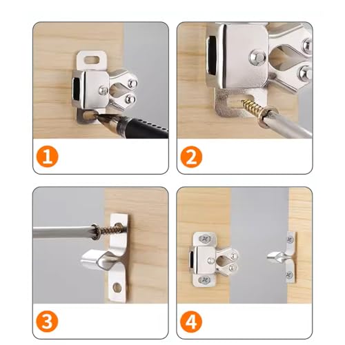 6 Pack Cabinet Latch - Double Roller Catch Hardware for Cupboard Closet Kitchen Cabinet Door Latches and RV Cabinet, Silver - color: Silver