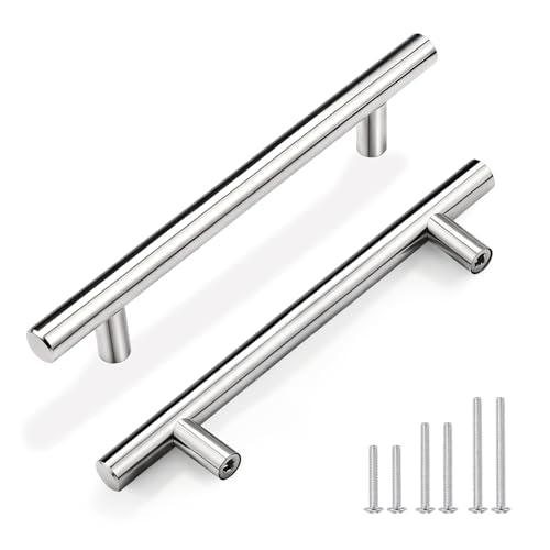 Gobrico 10 Pack 3-3/4 Inch (96mm) Hole Center Cabinet Pulls, Chrome Cabinet Handles, Stainless Steel Kitchen Cabinet Handles, Kitchen Drawer Pulls, 6'' Overall Length - color: Polished Chrome, size: 3-3/4 Inch Hole Center