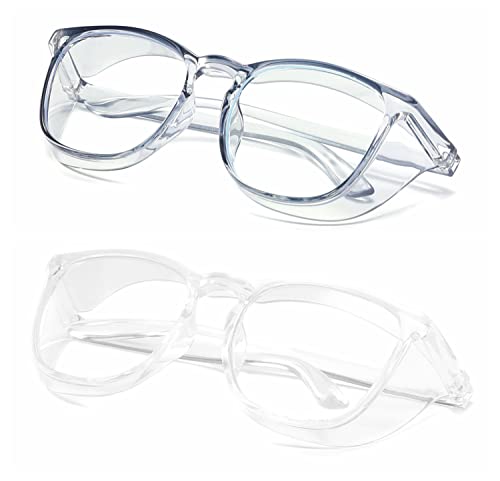 Alsenor Safety Glasses Anti Fog Goggles Protective Eyewear Blue Light Blocking Anti Dust UV Protection Glasses For Men Women (2 Pack (Blue + Clear)) - color: 2 Pack (Blue + Clear)