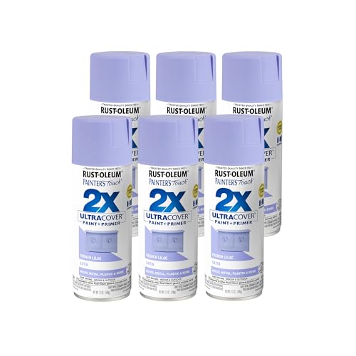 Rust-Oleum 334068-6PK Painter's Touch 2X Ultra Cover Spray Paint, 12 oz, Satin French Lilac, 6 Pack - color: Satin French Lilac, size: 1 Count (Pack of 6)