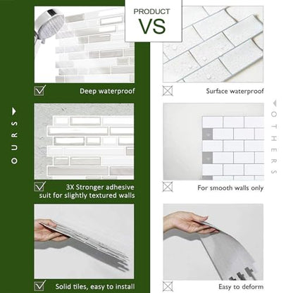 STICKGOO Thicker Peel and Stick Backsplash Tile for Kitchen and Bathroom - color: Light Brown＆Tan