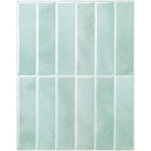 Smart Tiles Peel and Stick backsplash, Stacked Teal, 11.43"x9" - color: Teal