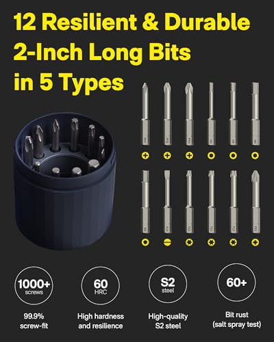 HOTO 12-in-1 Electric Screwdriver Rechargeable, Cordless Screwdriver Set
