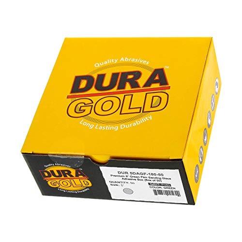 Dura-Gold Premium 5" Green Film PSA Sanding Discs - 180 Grit (Box of 50) - size: 180-Grit