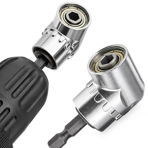 105 Degree Right Angle Drill Adapter, Hex Shank Angle Drill Attachment, Power Screwdriver Corner Driver Tool, Quick Change Drill Bit Extension for Tight Narrow Space Repair Use