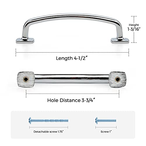 Ravinte Arch Cabinet Pulls 3-3/4in 10 Pack Polished Chrome Cabinet Handles - color: Polished Chrome, size: 3-3/4 inch hole center