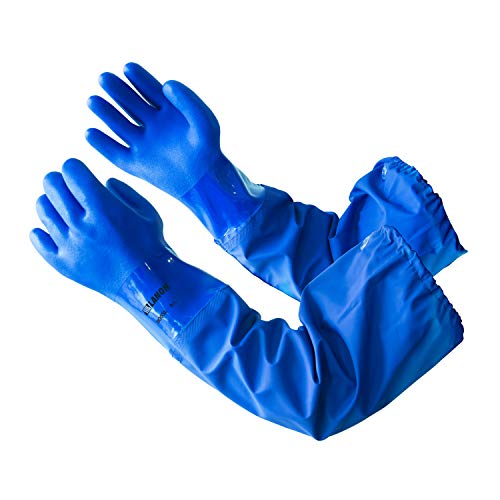 LANON 26" Elbow Length PVC Chemical Resistant Glove,Waterproof,Blue,Large - size: Large (Pack of 1)