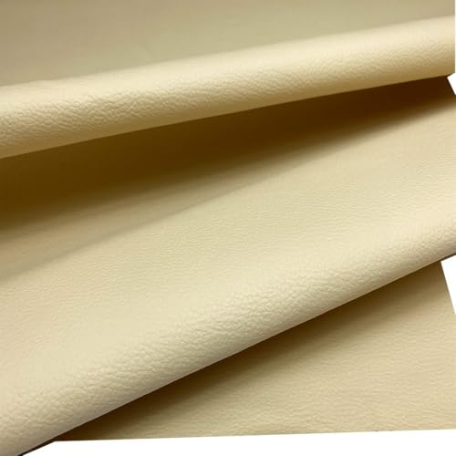 Mybecca Faux Leather Vinyl Fabric Color : Ivory 15 Yards - color: Ivory, size: 15 YARDS