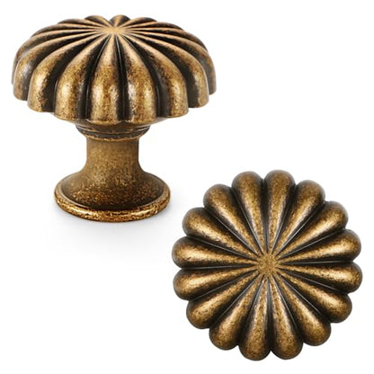 Antique Brass Cabinet Knobs，10 Pack Solid Drawer Pulls for Dressers - color: Antique Brass