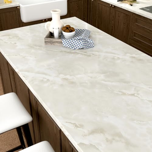Matte Beige Marble Contact Paper for Countertops Waterproof Roll - color: Beige, size: 17.7" x 120"