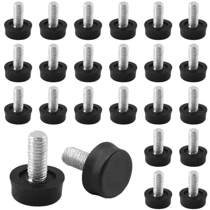 Biaungdo Adjustable Furniture Levelers, M6x15 mm, Black, 24 Pcs - color: Black