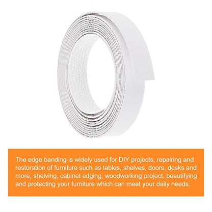 uxcell Edge Banding, 3/4 inch x 9.84ft Pre-Glued White Veneer Edging Iron-on Flexible Edge Banding for Cabinet Repair Furniture Restoration - size: 3/4 Inch x 9.84ft