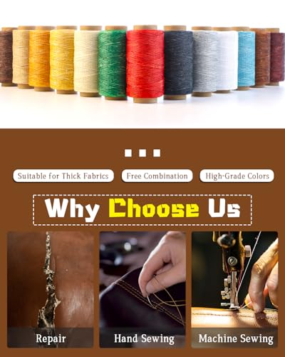 218 Yards Upholstery Thread Heavy Duty, Red Waxed Leather Thread Sewing Kit - color: Red
