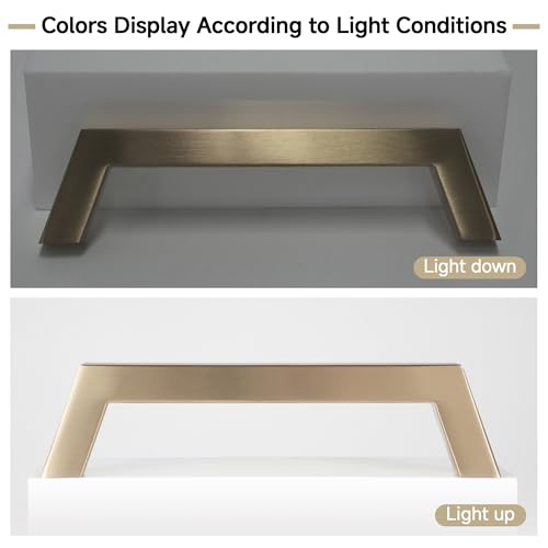 Estmoon 30 Pack 5 Inch Cabinet Handles - Champagne Bronze Modern Square Gold Cabinet Pulls Kitchen Drawer Handles for Cabinets and Drawers, 5" Hole Centers(128 mm) - color: Champagne Bronze