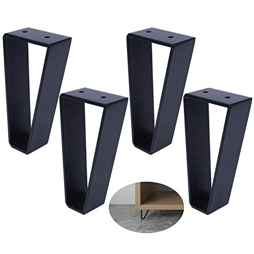 Osring 6 Inch Trapezoid Furniture Legs, Black Metal Coffee Table Feet 4pcs - color: Black, size: 6 Inch