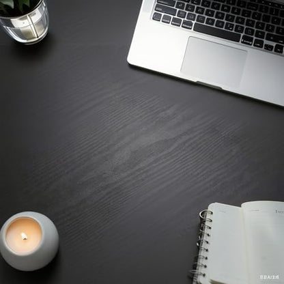 Yancorp 24"x197" Matte Black Wood Contact Paper Peel and Stick Wallpaper Countertops Removable Wallpaper Cabinets Drawers Vinyl Wrap Self-Adhesive Kitchen(24"x197") - size: 24"x194"