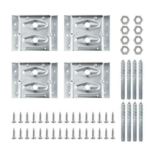 POWERTEC Surface Mount Corner Brackets 4PK w/Mounting Hardware, Corner Braces for Desk Legs/Coffee Table/Dining Table/Bench Legs (71428) - size: 2-5/8" x 3-3/8", style: Flat Corner Brackets Combo, 4PK