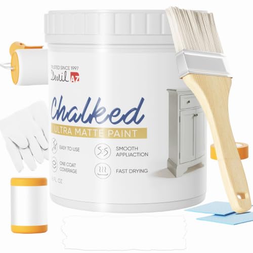 DWIL Chalk Paint Furniture Paint White Matte Finish 16OZ - color: Traffic White