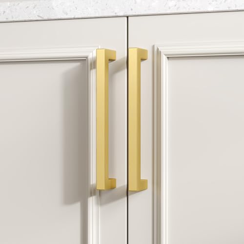 Goldenwarm 35 Pack 3 in Gold Cabinet Handles Square Drawer Pulls - color: Gold, size: 3 Inch Hole Center
