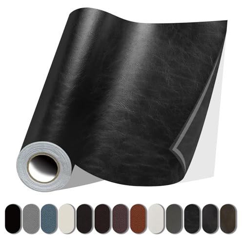 Leather Repair Patches, Self Adhesive Vinyl for Couches Furniture - color: Glossy Black, size: 17X79 inch