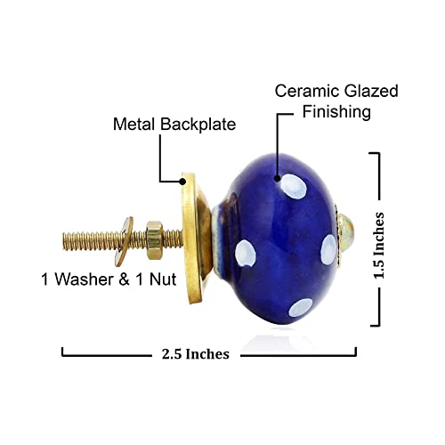 Drawer Pulls and Knobs - Countryside Handmade Ceramic Dresser Pulls Kitchen Cabinets Cupboard Wardrobe Handle Boho Decor Furniture Hardware - Blue Polka Dot - Pack of 4 - color: Blue Polka Dot