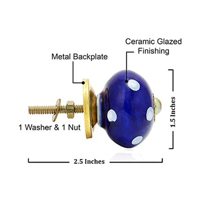 Drawer Pulls and Knobs - Countryside Handmade Ceramic Dresser Pulls Kitchen Cabinets Cupboard Wardrobe Handle Boho Decor Furniture Hardware - Blue Polka Dot - Pack of 4 - color: Blue Polka Dot