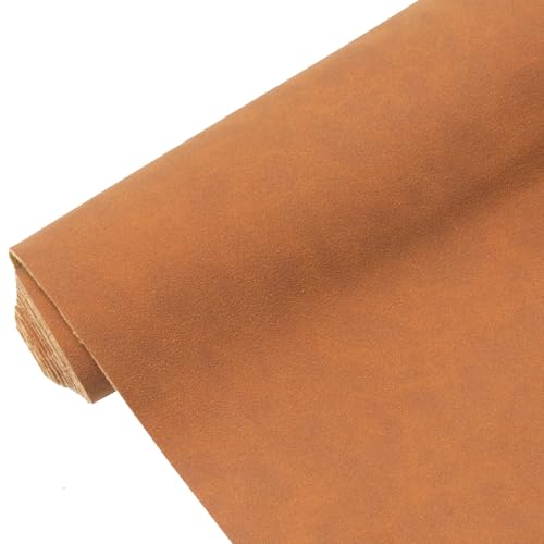 16" x 54" Faux Suede PU Leather Fabric for Crafts, Vintage Vegan Leatherette Fabric for Home Upholstery Handbags Purse DIY Repair Projects-Brown - color: Brown