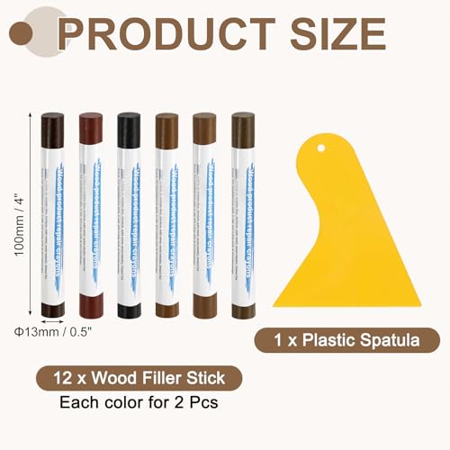 uxcell 12Pcs Wood Filler Sticks Kit, 12 Colors Dark & Teak Series - color: Dark Teak Series