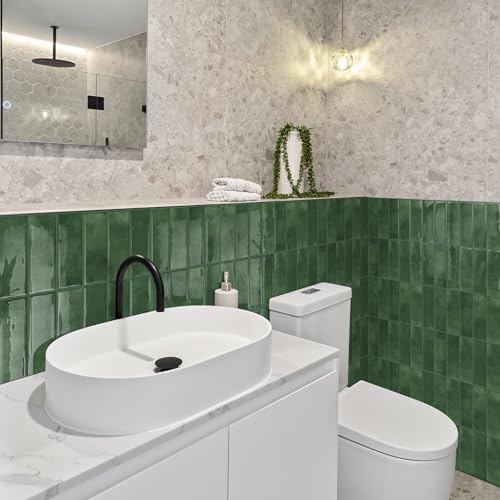 DEWOO Green Peel and Stick Backsplash Tiles for Kitchen Wall 10-Sheet