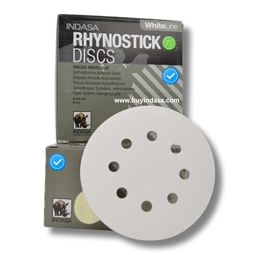 5 inch RhynoStick 8-Hole White Line Sticky Discs 100 Discs 120 Grit - style: 120 Grit