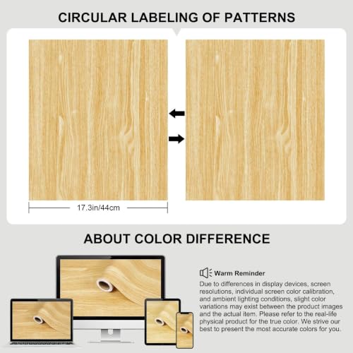 CAX Tan Wood Grain Contact Paper Peel and Stick Wallpaper Kitchen Counter - color: Tan, size: 17.3" x 118"