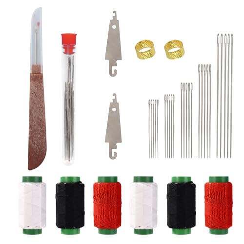 Sinbana 37pcs Sewing Tool Kit, Needle and Thread Set Portable Hand Sewing Repair Kit with 25 Big Eye Steel Needles 6 Threads 1 Seam Ripper 2 Thimbles 2 Threaders for Clothes Upholstery & DIY Crafts