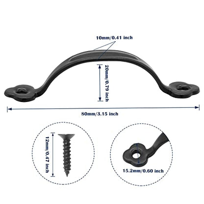 Piutouyar 12 Pcs Barn Door Handles, 2.6 in Hole Center Gate Handle, Black - color: Black, size: 3 Inch