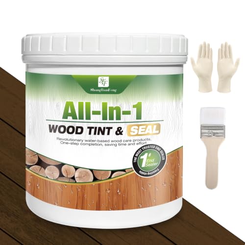 Dark Walnut Wood Stain & Sealer 16oz – Non-Toxic, Eco-Friendly, 2-in-1 Color + Protection | Enhances Natural Grain, Flexible Crack-Resistant Coating for Indoor/Outdoor Use | Ideal for Terrace, Fence - color: Dark Walnut, size: 16oz/0.65KG