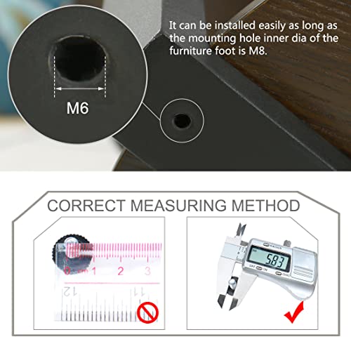 uxcell M6 x 10 x 16mm Leveling Feet Adjustable Leveler Floor Protector for House Furniture Cabinet Table Chair Leg 10 Pack