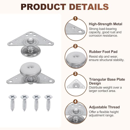 uxcell 4pcs Furniture Leveling Feet Adjustable Metal Feet (26x13x27mm) - size: 26 x 13 x 27mm