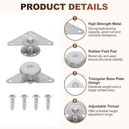 uxcell 4pcs Furniture Leveling Feet Adjustable Metal Feet (26x13x27mm) - size: 26 x 13 x 27mm