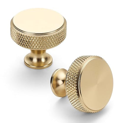 Asidrama 10 Pack Gold Knurled Cabinet Knobs for Dresser Kitchen Brushed Gold Cabinet Pulls Drawer Hardware for Cabinets - color: Gold, style: 10 Pack