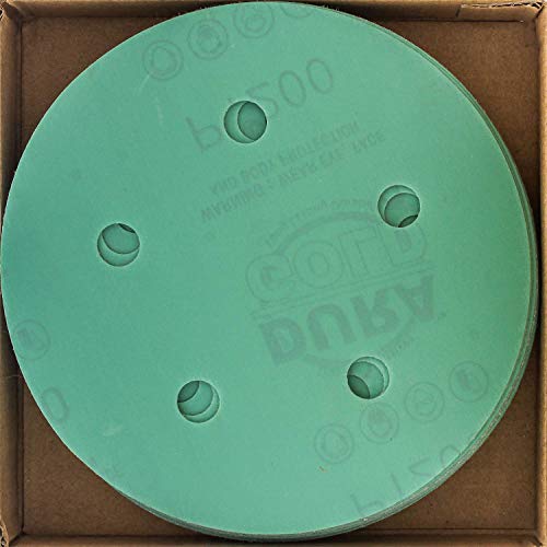 Dura-Gold 5" Green Film Sandpaper Discs, 1200 Grit, 5 Hole Pattern 50 Discs - size: 1200 Grit
