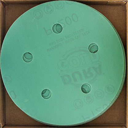 Dura-Gold 5" Green Film Sandpaper Discs, 1200 Grit, 5 Hole Pattern 50 Discs - size: 1200 Grit
