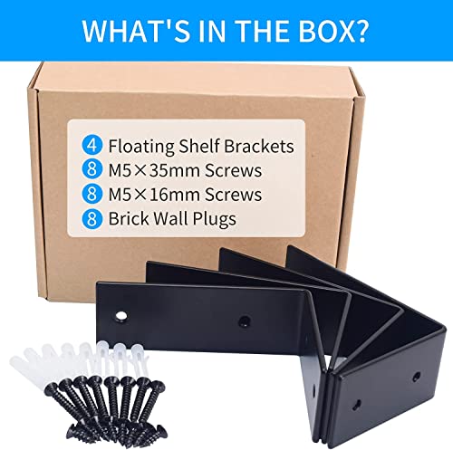 YUMORE Heavy Duty L Brackets, 5 x 3 x 1.8 Inch Shelf Brackets, Black - color: Black, size: 5"x3"x1.8"