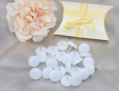 Shapenty White Nylon Furniture Pads Glides Replacing Nail-on Sliders Tacks Home Kitchen Dinning Chair Feet Leg Protectors for Hardwood Floor, 18x5mm (30)